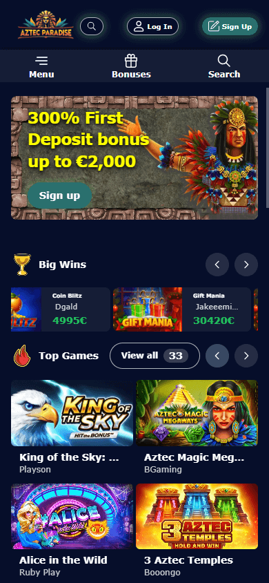 AztecParadise Casino Mobile screenshot